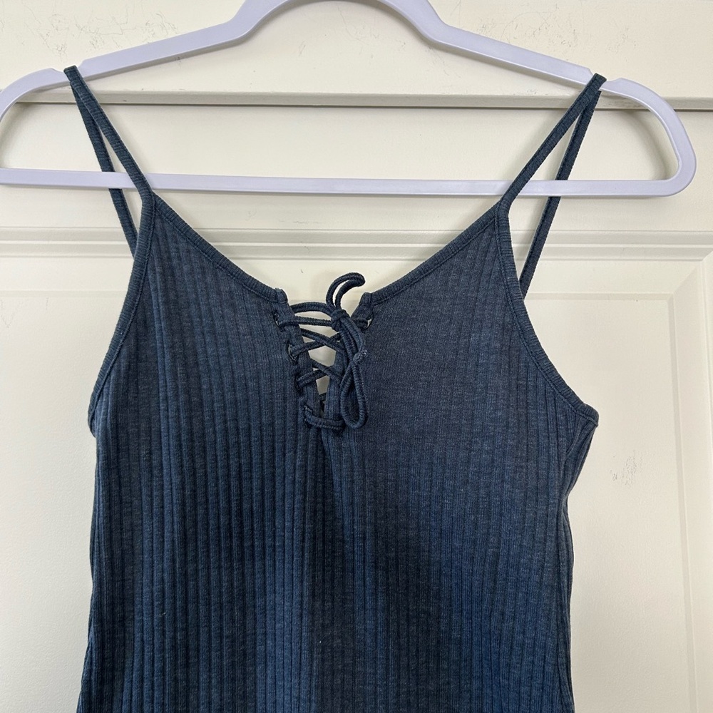 Topshop Blue Ribbed Bodycon Dress Size 8 - Picture 9 of 10